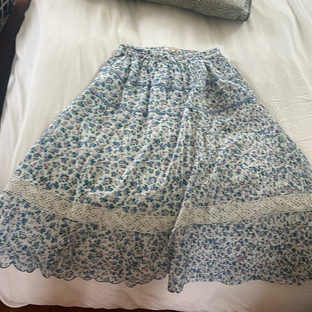 LoveShackFancy Blue Floral Skirt